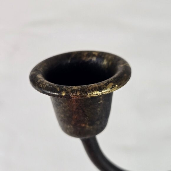 Pair of Metal Fleur de Lis Sconces Wall Hanging Black Gold Hilights Taper Candle - Picture 9 of 10